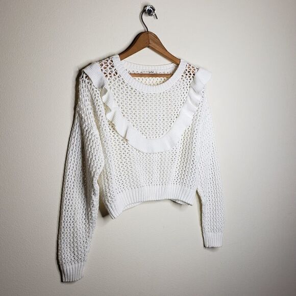 Live To Be Spoiled White Ruffle Knit Sweater - Picture 3 of 8
